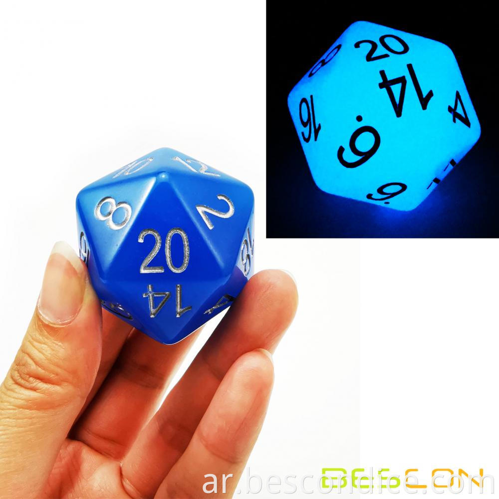 Big Size 20 Sides Dice Blue Glow In Dark 1